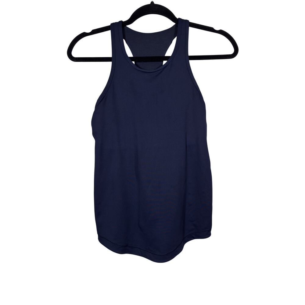 Lululemon Final Lap Tank Top Womens 6 Navy Racerback Shelf Bra Phone Pocket